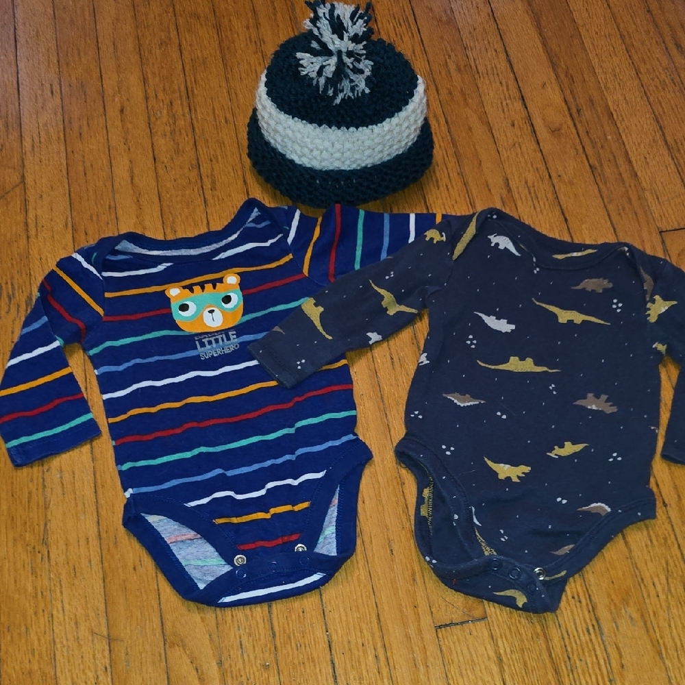 Long Sleeve Bodysuit Set Of 2 with New Handmade Hat